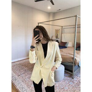 White Double Breasted Peak Lapel Blazer Women Medium Tailored